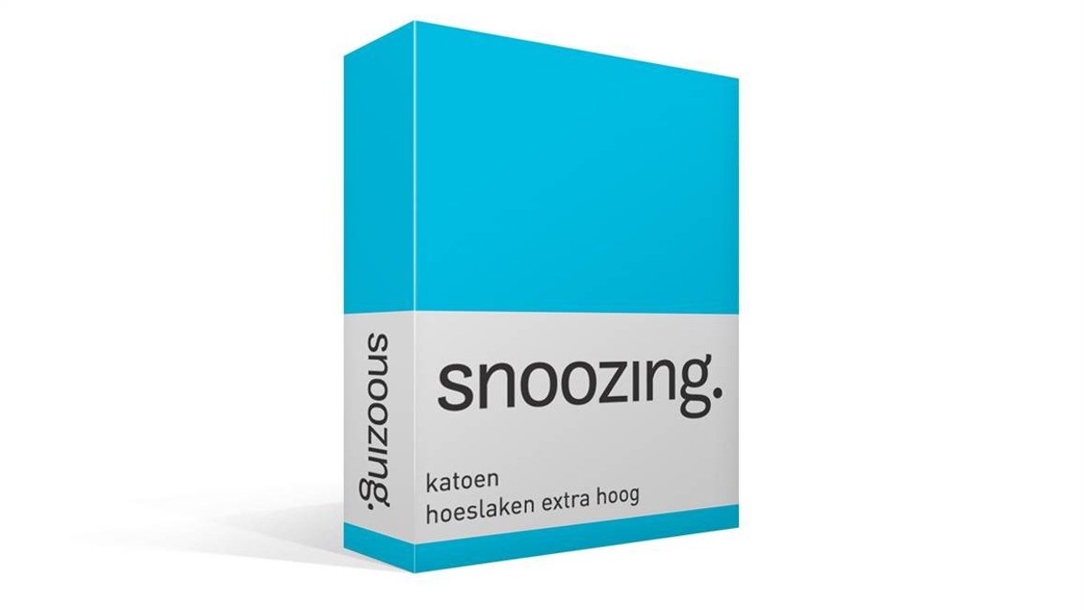 Snoozing Katoen - Extra Hoog - Hoeslaken - Lits-jumeaux - 200x200 cm - Turquoise