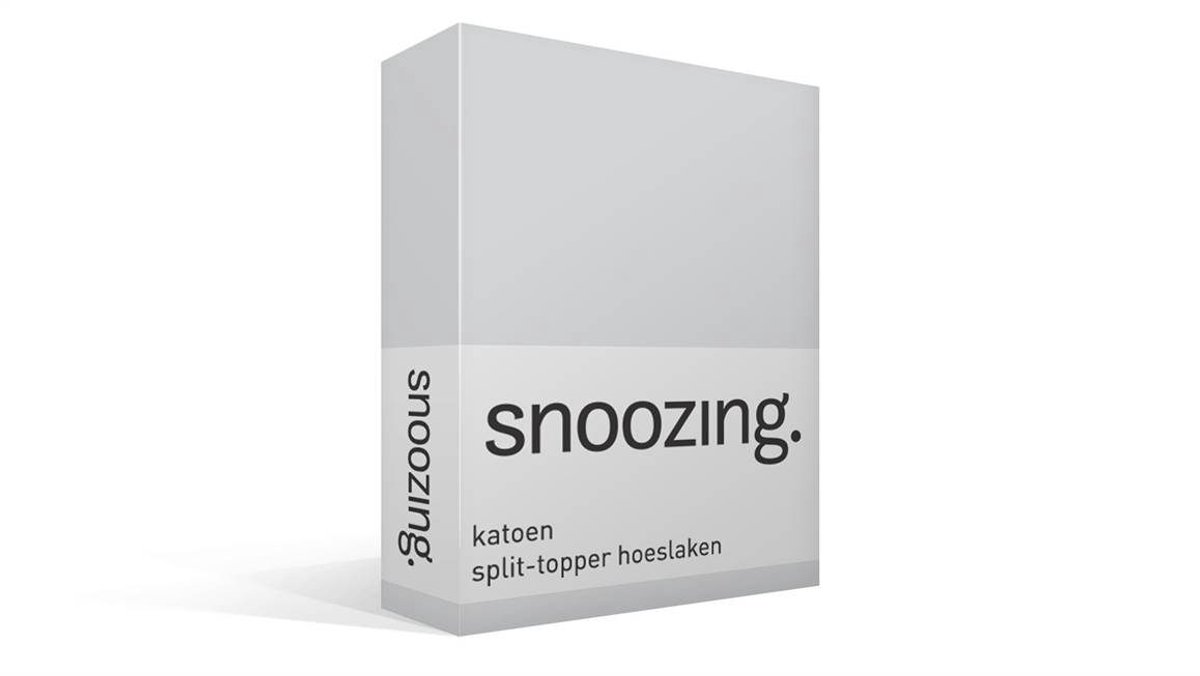 Snoozing Katoen - Split-topper - Hoeslaken - Lits-jumeaux - 200x200 cm - Grijs