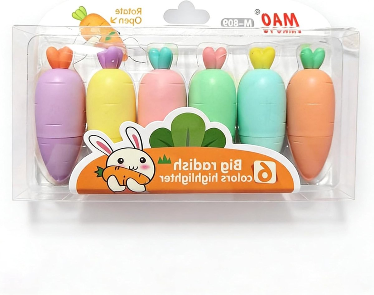 Markeerstiften in macaron-kleuren, 6 stuks, sneldrogend en ideaal voor school, kantoor en knutselen voor Pasen