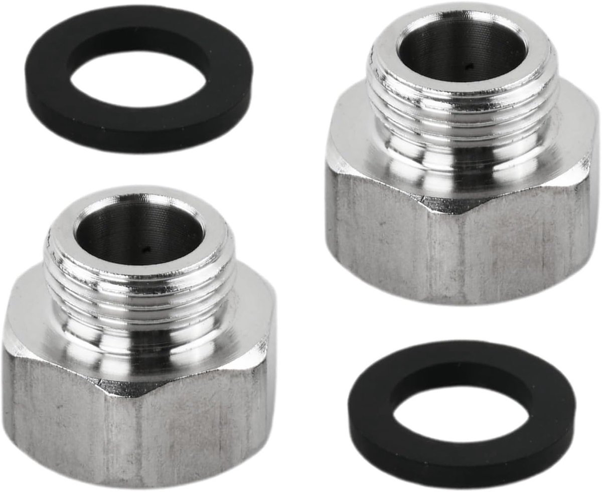 Adapter 3/8 naar 1/2 inch reducer voor flexibele slangverbinding met afdichting, roestvrij staal, 2 stuks