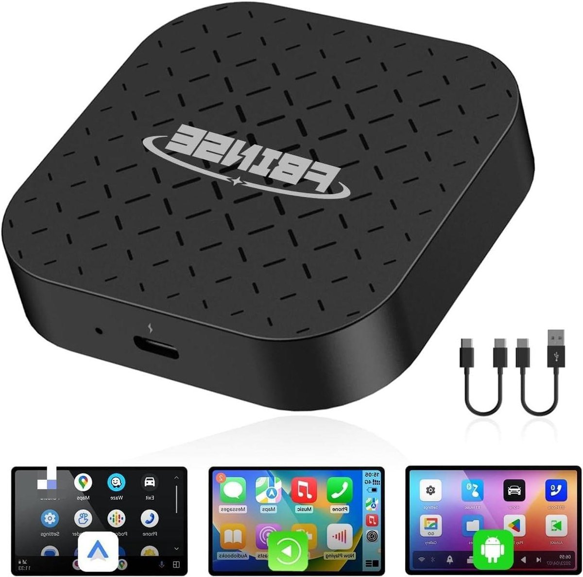 Carplay AI-box - Video Streaming - Auto Entertainment - Android Systeem - 7.7 x 7.7 cm - Zwart