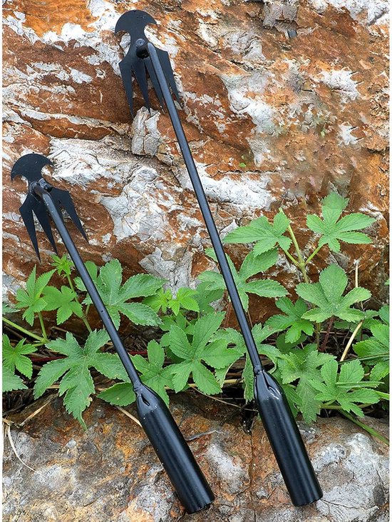 3 set van Tuin Hark Wieden Tool Hand Schoffel Heavy Duty Praktische Onkruid Remover voor Yard Zwart 50 cm — afbeelding 3