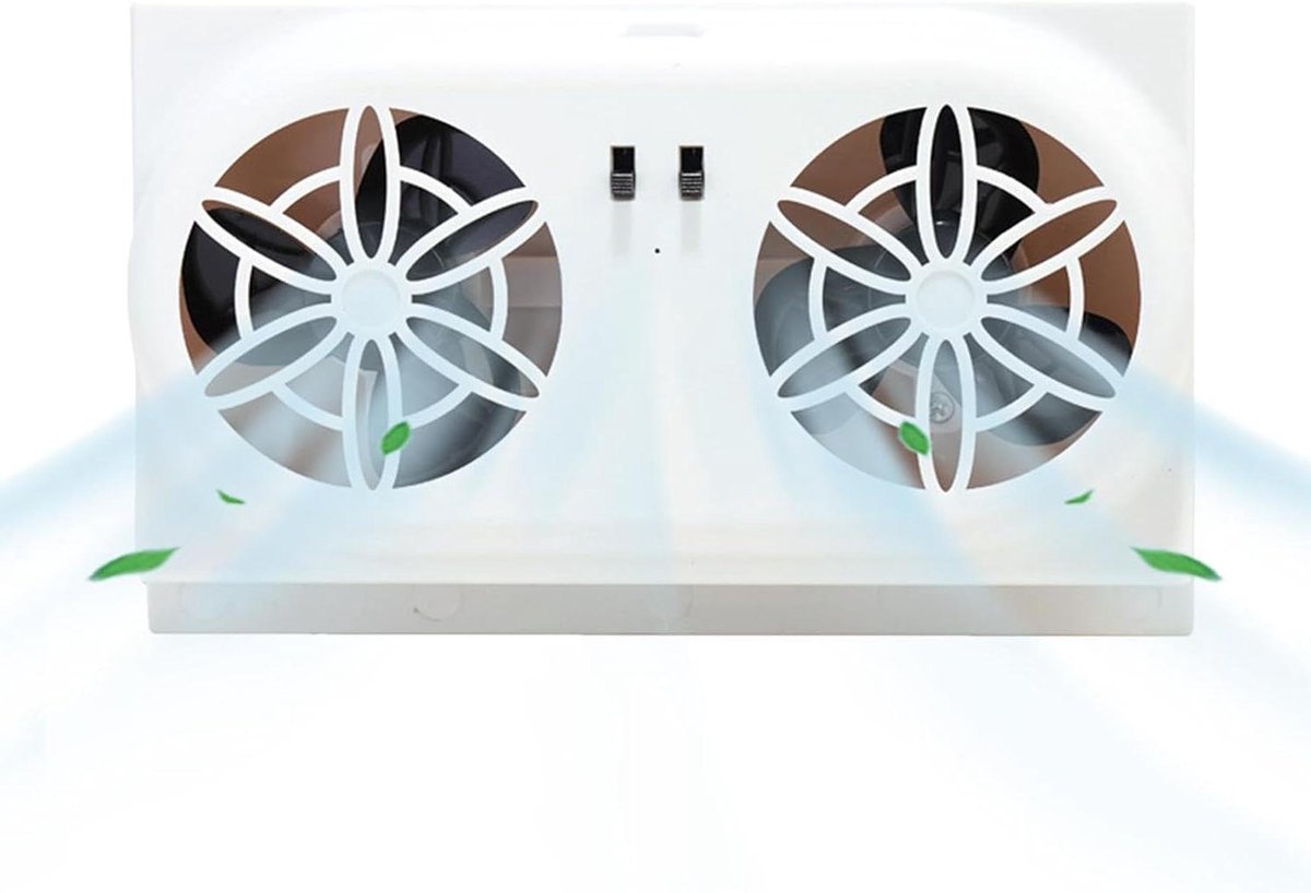 Auto Afzuigventilator - Zonne Ventilator - Voertuig Koeling - Stille Werking - 18.5 cm - Zwart