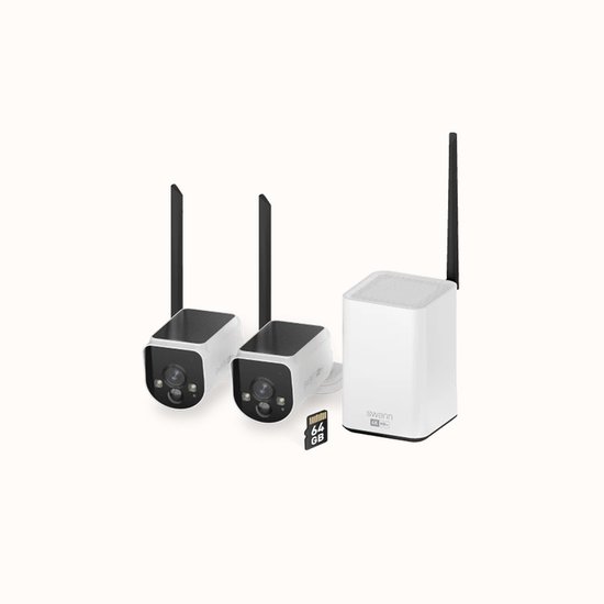 Swann MaxRanger4K™ - Buitencamera's - 2 Pack met Hub - 4K Ultra HD resolutie - Geïntegreerd Zonnepaneel-Nachtzicht-Tweeweg Audio-Geen Abonnementskosten-250 Meter Draadloos Bereik