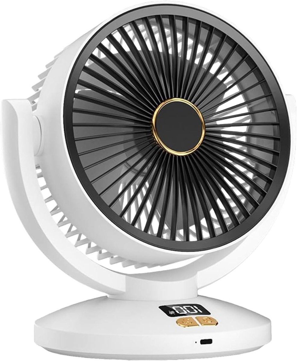 Luchtcirculator Ventilator - Oplaadbare Ventilator - Persoonlijke Koeling - Digitaal Display - 24 cm Hoog - Wit