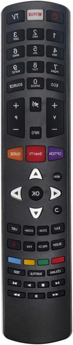 Afstandsbediening - Universele Bediening - TV Bediening - Direct Klaar Voor Gebruik - 12 x 7.7 cm - Zwart
