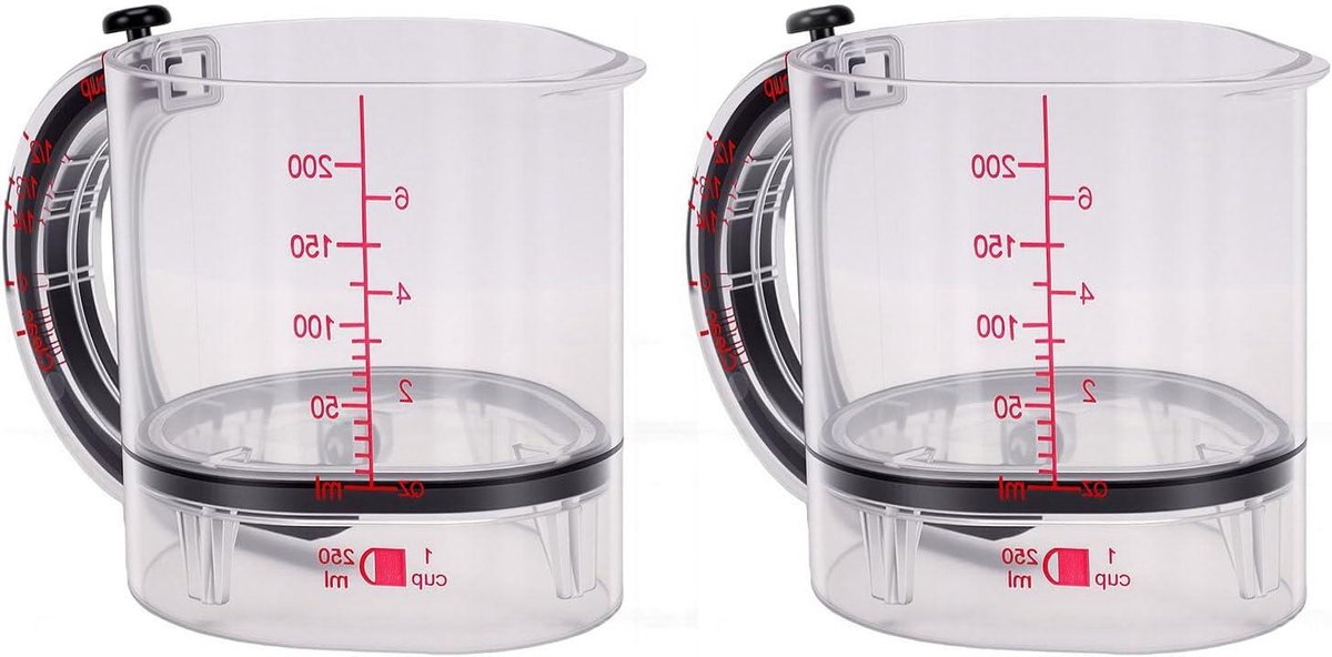 Maatbeker Set - Verstelbare Bekers - Bakken en Koken - 4-in-1 Ontwerp - 2 Stuks - Wit