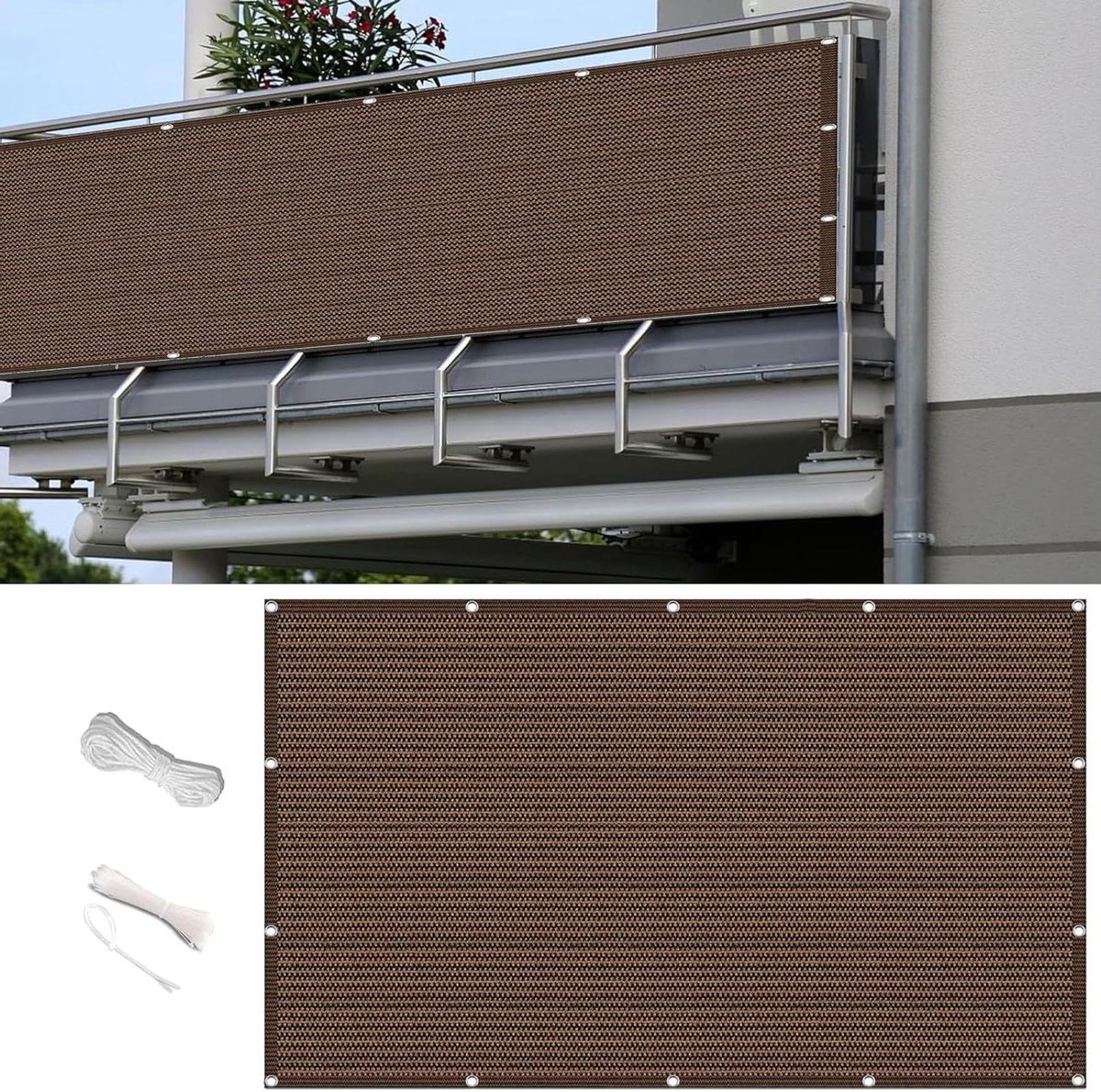 Balkonzeil - Privacy scherm - Meer privacy - Weerbestendig materiaal - 0.5 x 7.8 m - Bruin