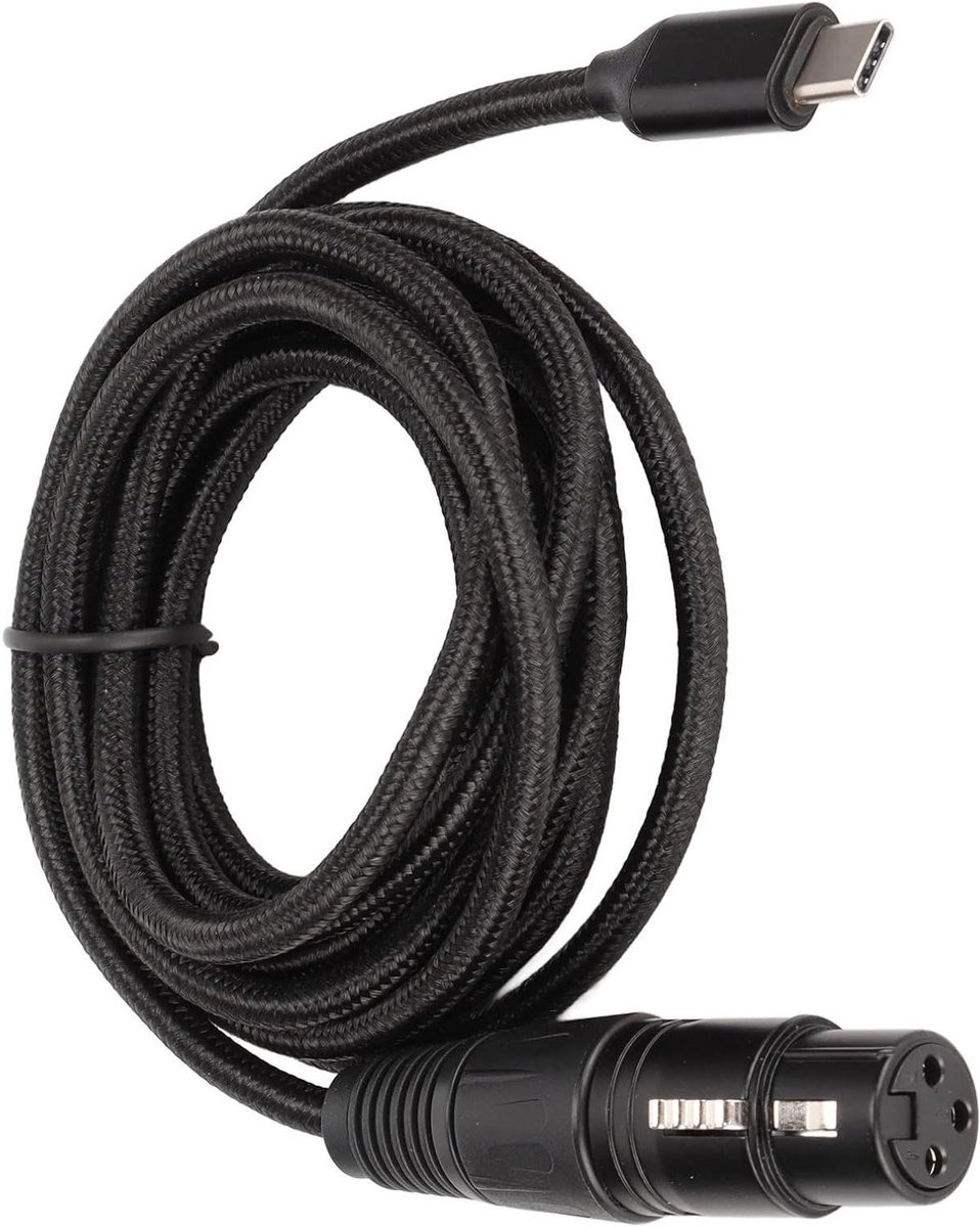 Microfoon Adapter Kabel - XLR naar USB - Muziek Opnemen - Ingebouwde Chip - 2 Meter - Zwart