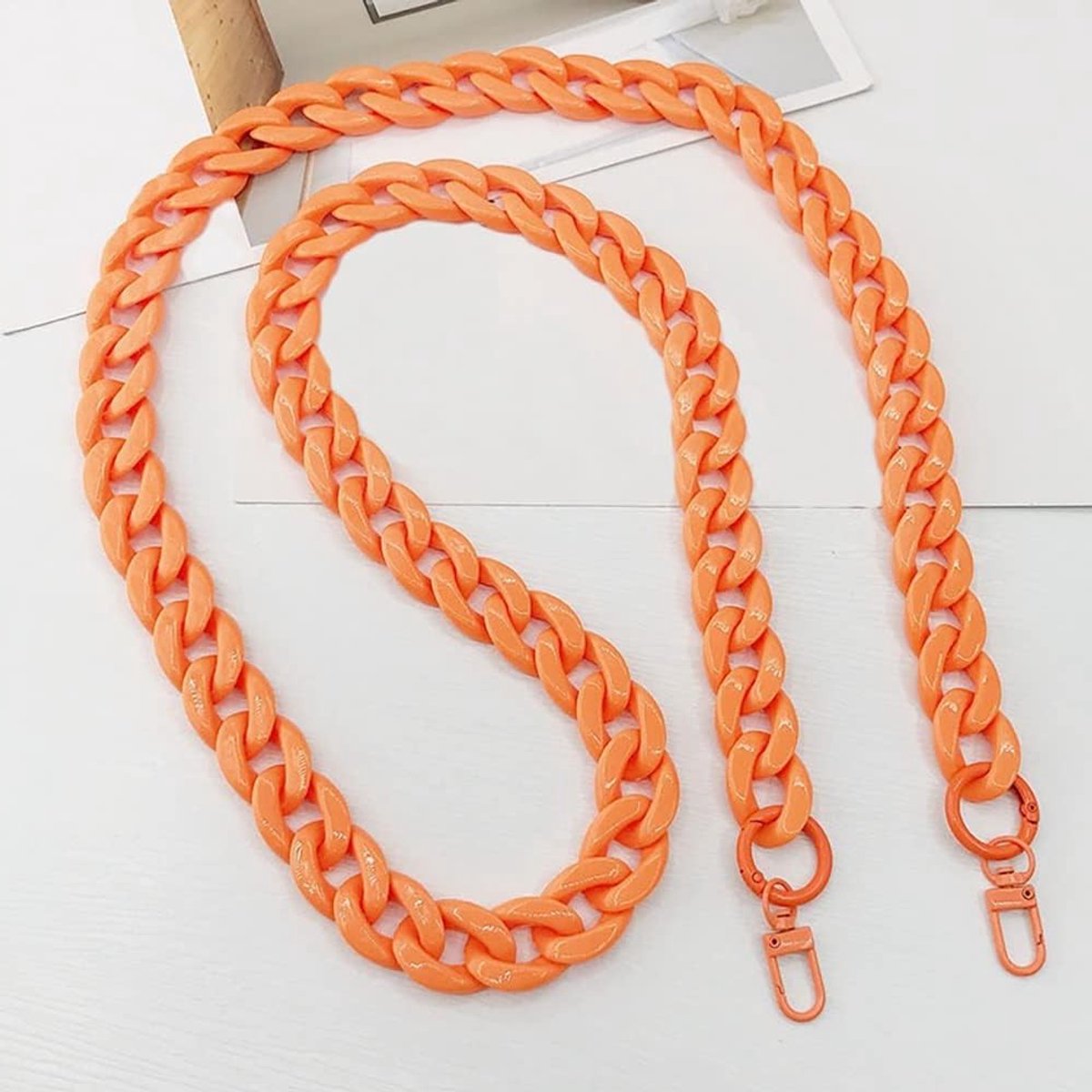 Schouderband 120 cm voor Handtassen, Vervangende Ketting, DIY Tas Handvat, Oranje, Ideaal voor Dames