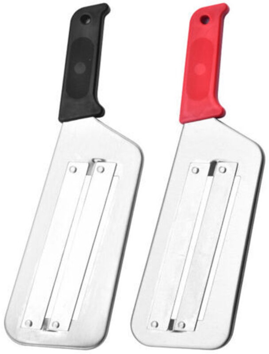 2-delige set, 29,7 cm, rood-zwart dubbelzijdig fruit- en groentemes