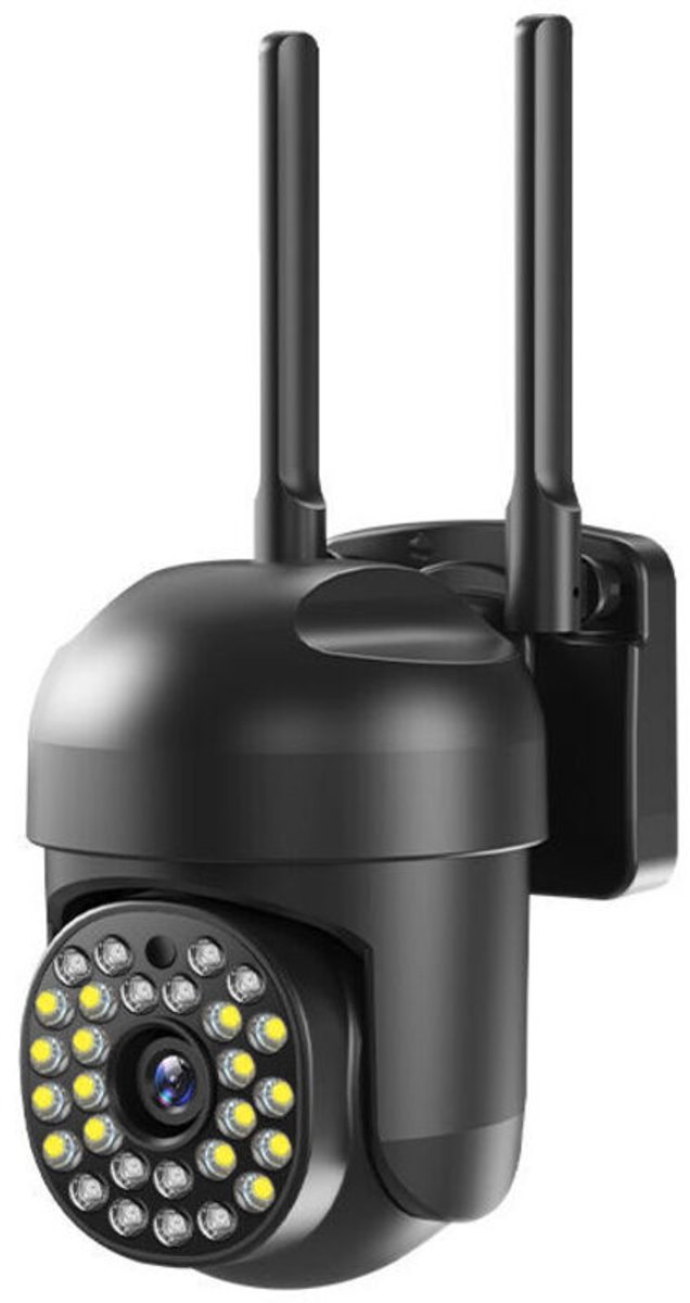 360° IP PTZ-beveiligingscamera voor buiten, bewegingsdetectie, kleurennachtzicht, IP66 water- en stofbestendig (zwart)