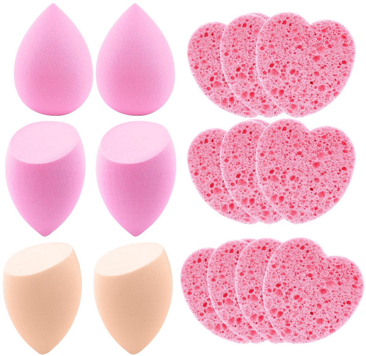 Dailygoods - Roze Make-upsponsset met 16 Stuks