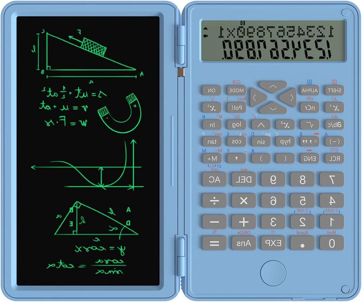 Wetenschappelijke Rekenmachine - Rekenmachine met Schrijfblad - Complexe Berekeningen - 240 Functies - 2-regelig Display - Hemelsblauw