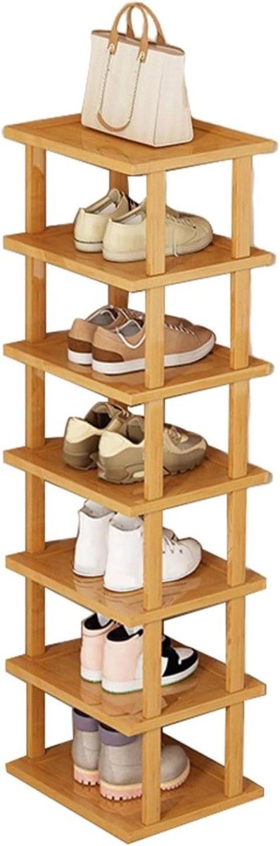 Schoenenrek - Schoenenopberger - Ruimte Besparen - Houten Constructie - 7 Lagen - Houtkleur