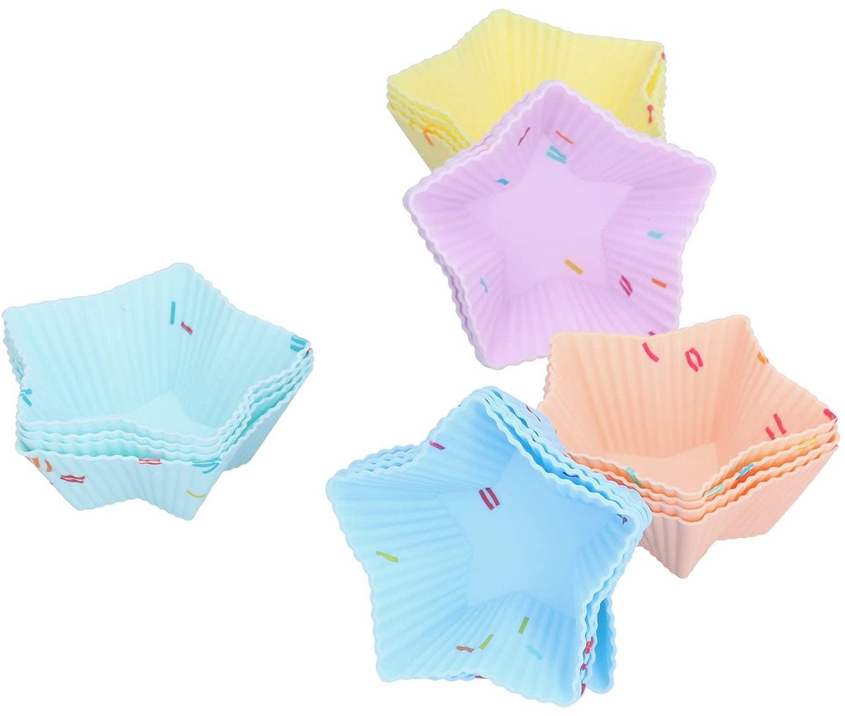 Dailygoods - Set van 20 Herbruikbare Silicone Cupcake Liners in Felle Kleuren