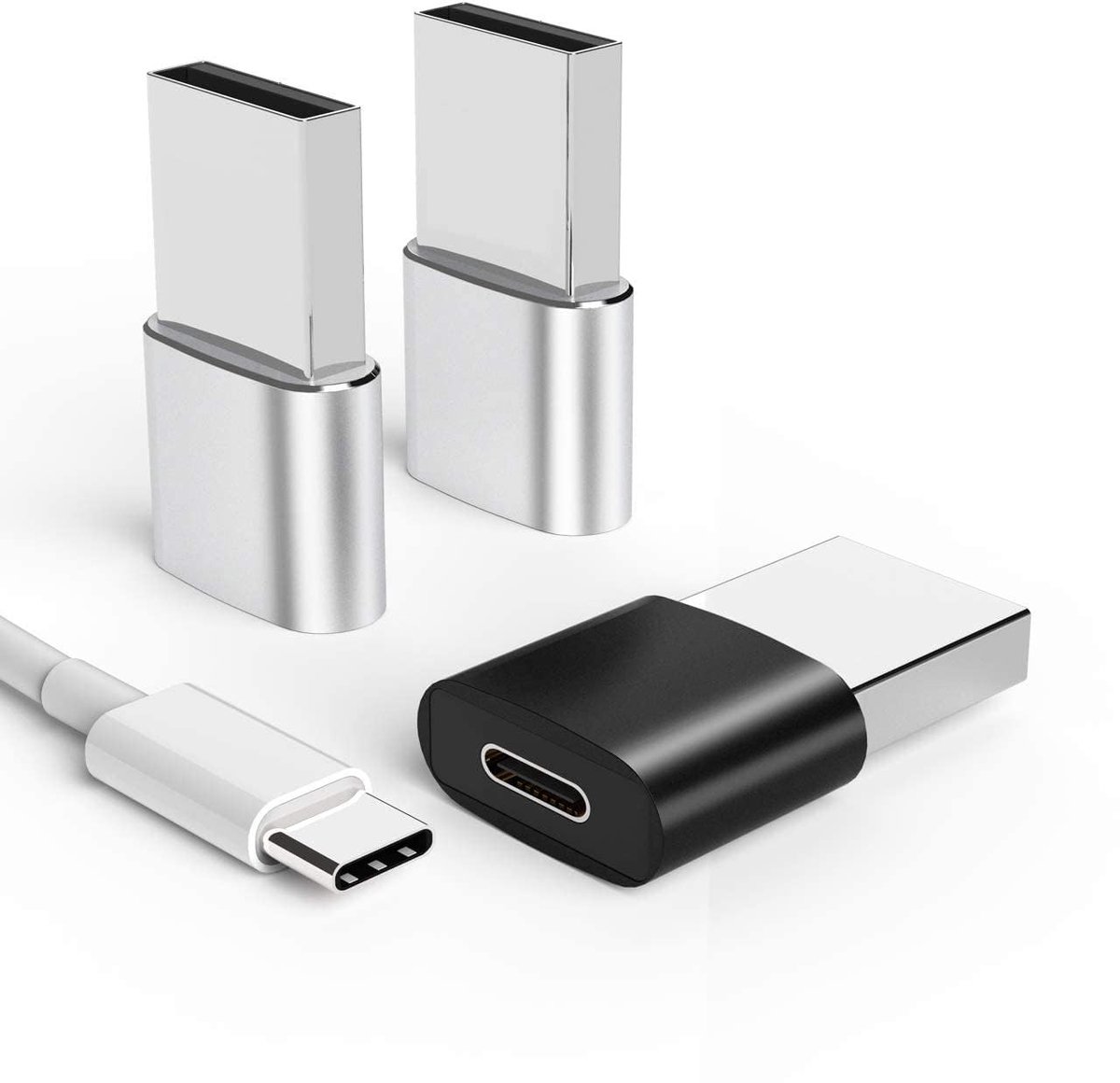 Dailygoods - USB C naar USB A Oplaadadapter Set voor Smartphone en Laptop