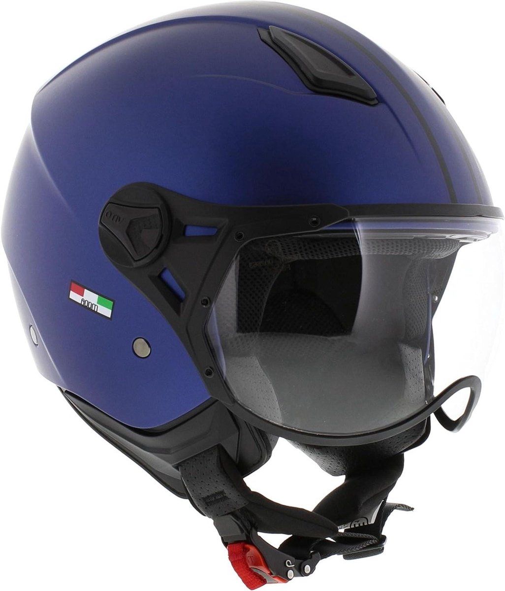 Jethelm - Scooterhelm Snorfietshelm - Stadsverkeer - Trendy Design - Unisex Volwassen - Mat Blauw