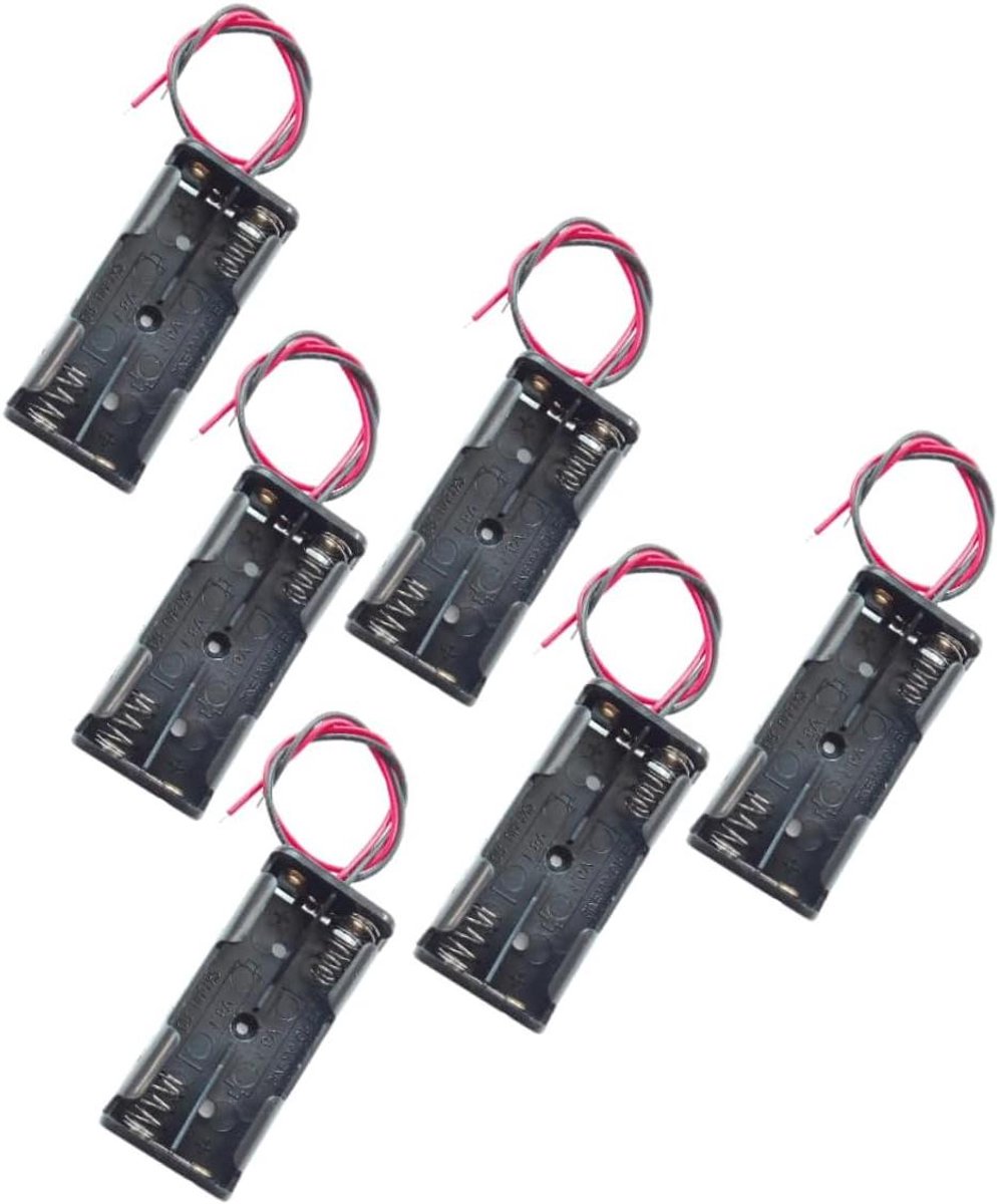 Batterij Houder - Batterij Case - Apparaten Voeden - Met Draad - 6 Stuks - Zwart