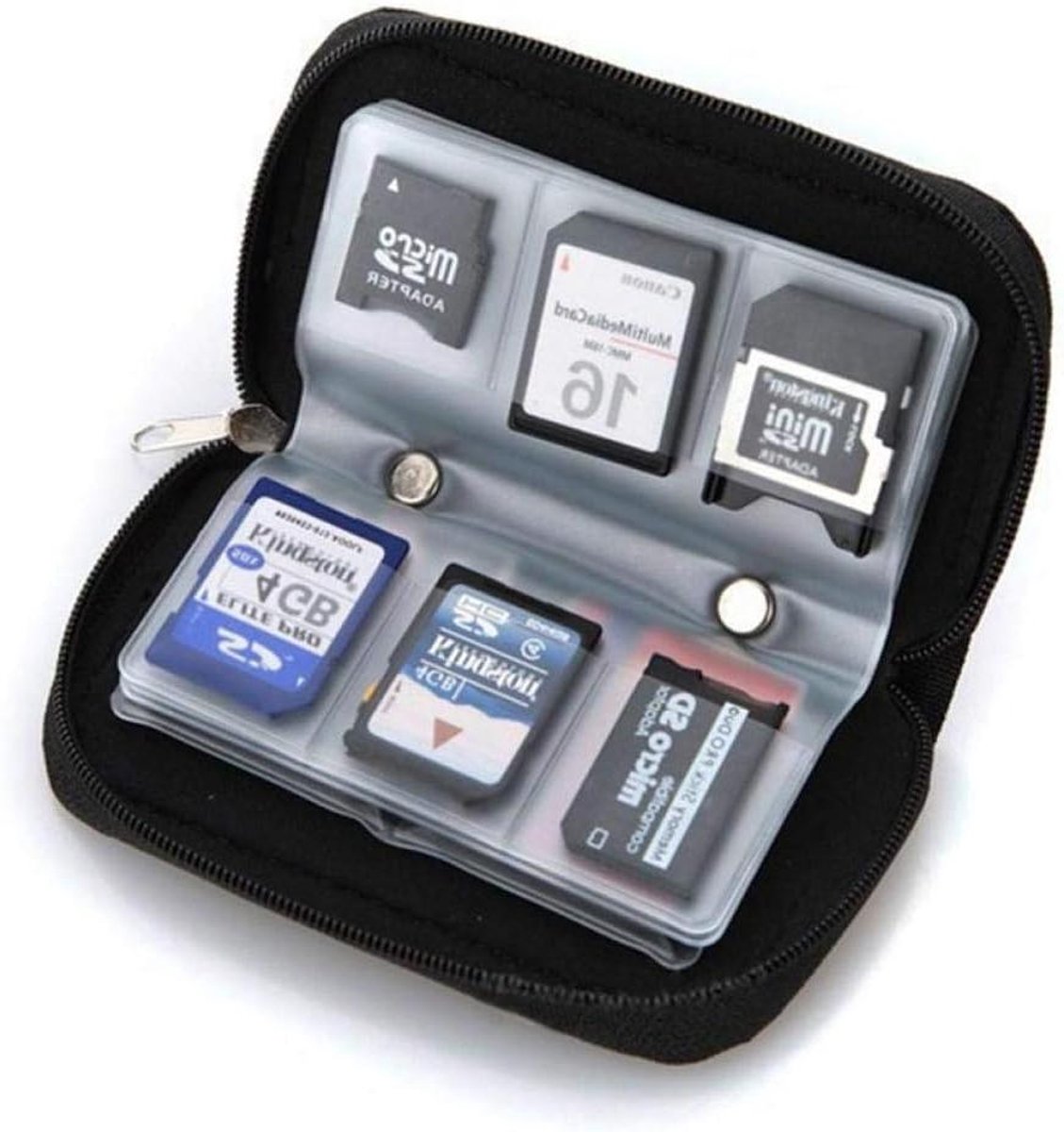 Geheugenkaart Opbergtas - Kaarthouder Pouch - Digitale Opslag - 22 Sleuven - 11 x 6.5 cm - Zwart