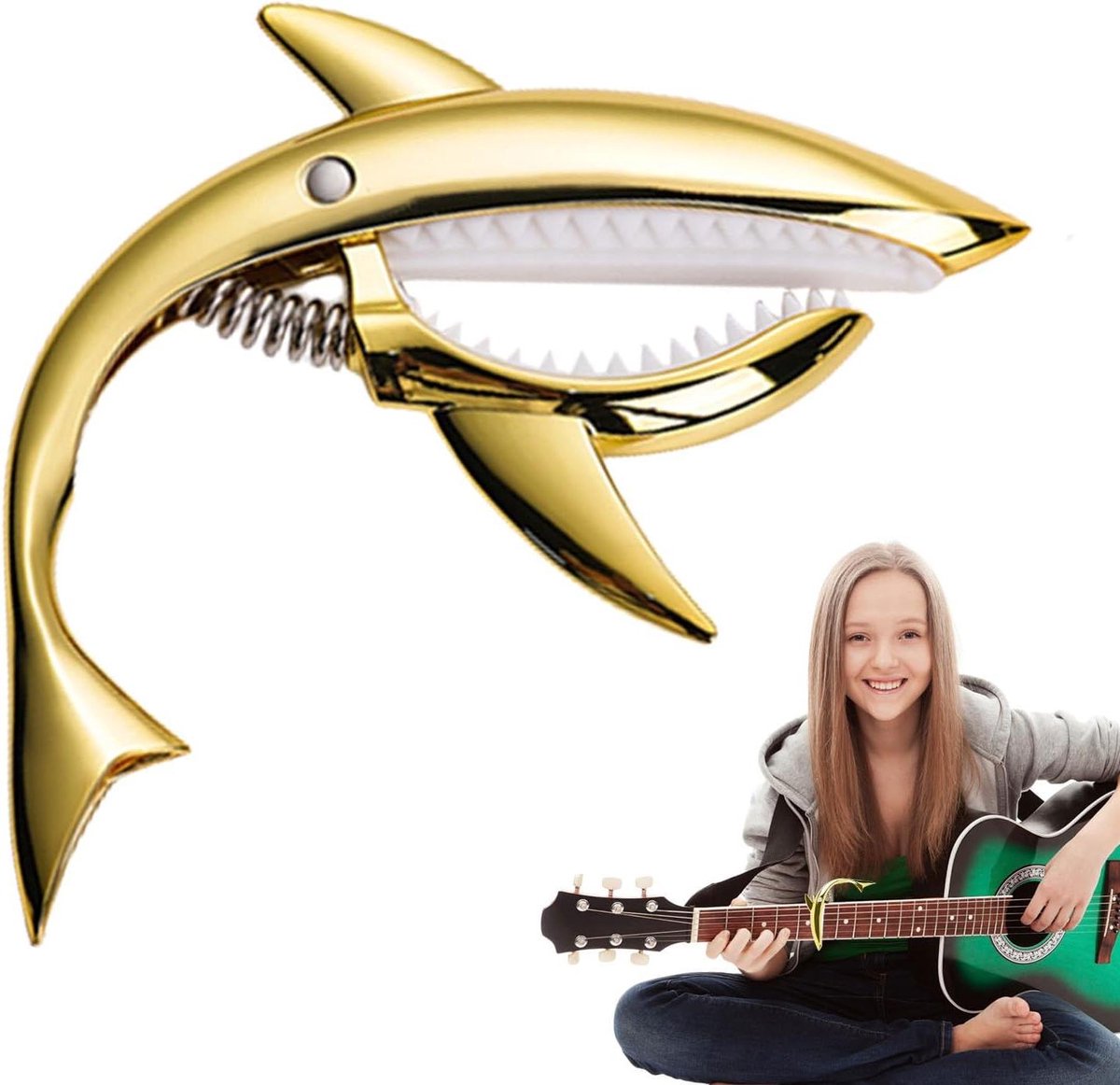 Gitaar Capo - Tone Clip - Muziek Maken - Lichtgewicht Metaal - 13 cm - Goud