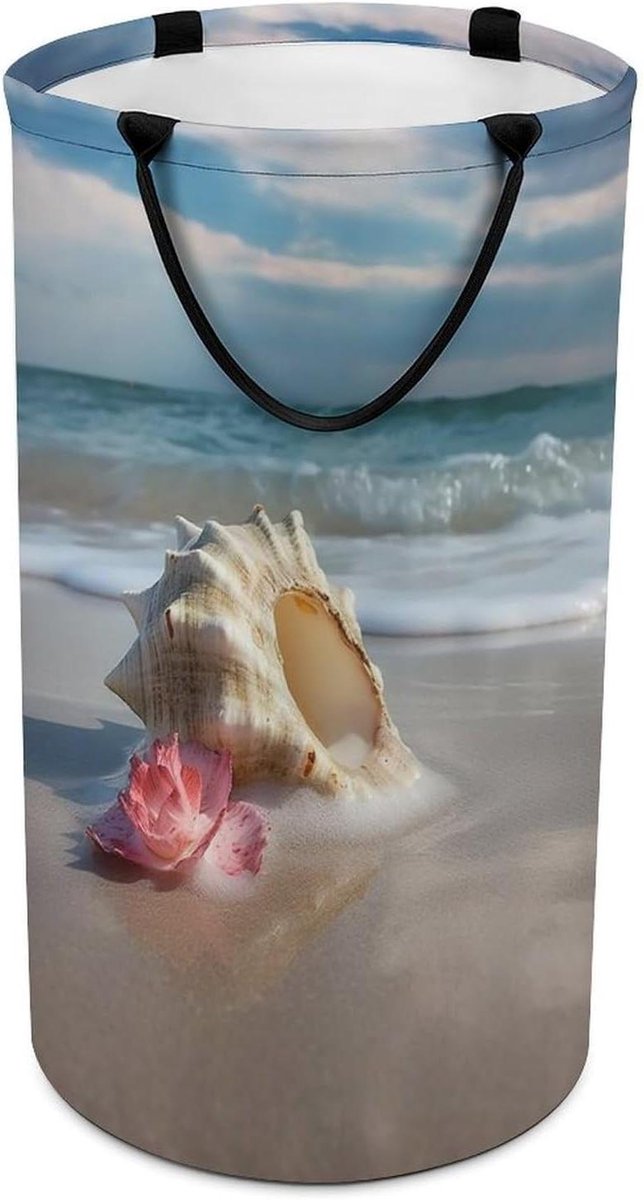 Wasmand met handgrepen Opvouwbare opberger Kleding sorteren Waterdichte binnenlaag 40x69 cm Zeeschelp design