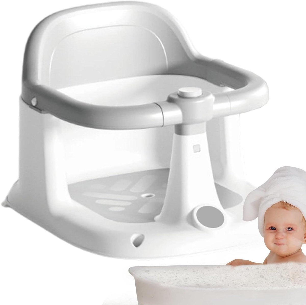 Badstoel Baby - Badzitje Kinderen - Veilig Baden - Antislip Zuignappen - 18 x 347 cm - Grijs