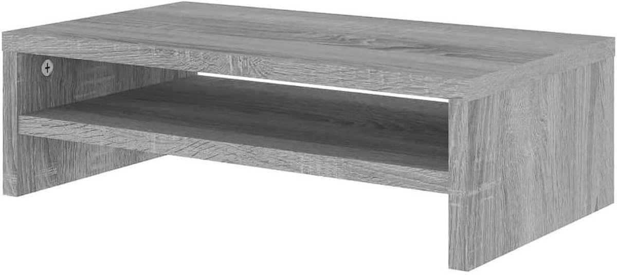 Monitorstandaard Hout - Bureau Verhoger - Werkplek Organiseren - Ingebouwde Opbergplank - 42 x 24 x 13 cm - Oud Hout