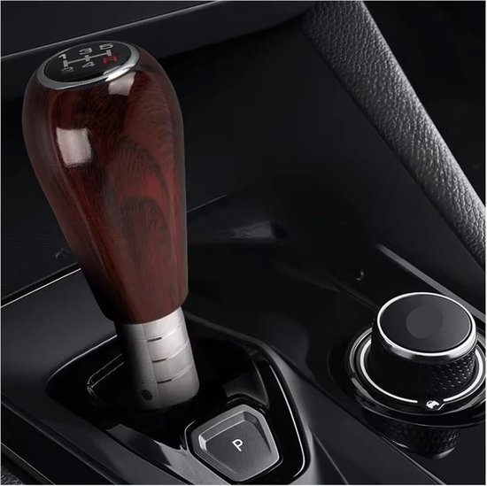 Schakelknop 5 versnellingen - Versnellingspook hendel - Auto interieur - Verzwaagd ontwerp - Universele pasvorm - Bruin — afbeelding 4