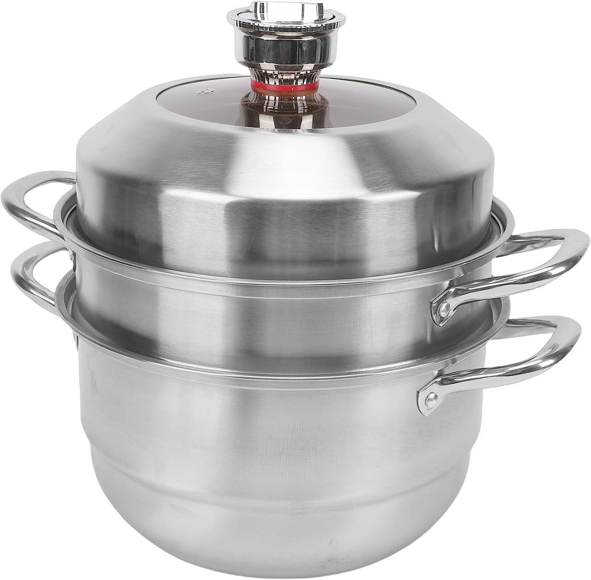 Roestvrijstalen Stoompot - Grote Pan - Gezond Koken - Met Timer - 3 Lagen - Zilver