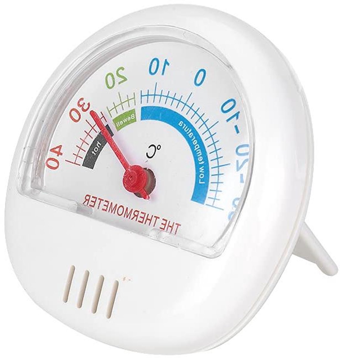Koelkast Vriezer Thermometer - Temperatuurmeter Meetinstrument - Voedsel Veilig Bewaren - Grote Duidelijke Wijzerplaat - 6 cm Diameter - Wit