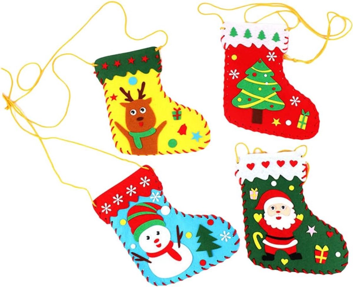 Kerstkousen Knutselpakket - Handgemaakte Kerstdecoratie - Creatief Knutselen - 8 Complete Sets - 20 x 17 cm - Multicolor