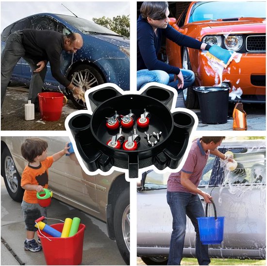 Emmerwagen, Zitten Mobiele Auto Wassen Emmer Winkel met 5 Wielen - Heavy Duty Wasrol met Gereedschapsbak, Auto Gereedschap voor, Detaillering — afbeelding 4