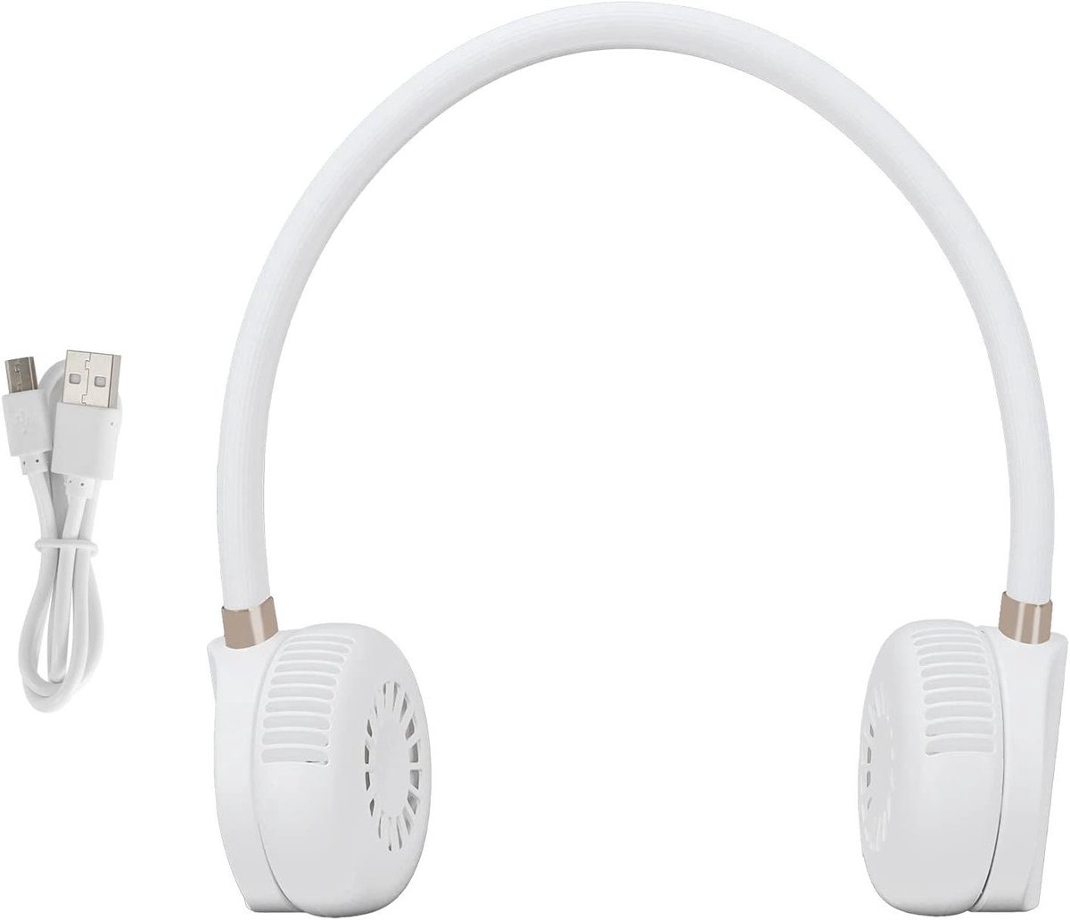 Draagbare Nekventilator - Persoonlijke Ventilator USB Ventilator - Koelte Buiten - Innovatief Turbine Ontwerp - 2400 mAh Batterij - Wit