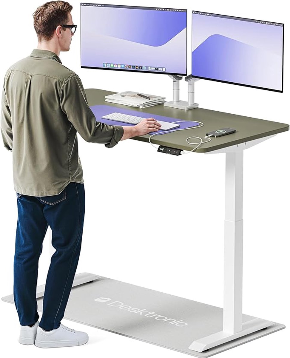 Elektrisch Zit-Sta Bureau 140 x 70 cm met USB-C & USB-A, Touchscreen Hoogteverstelling, Ergonomisch Thuiskantoor Bureau Wit/Roze – Mobili Bella
