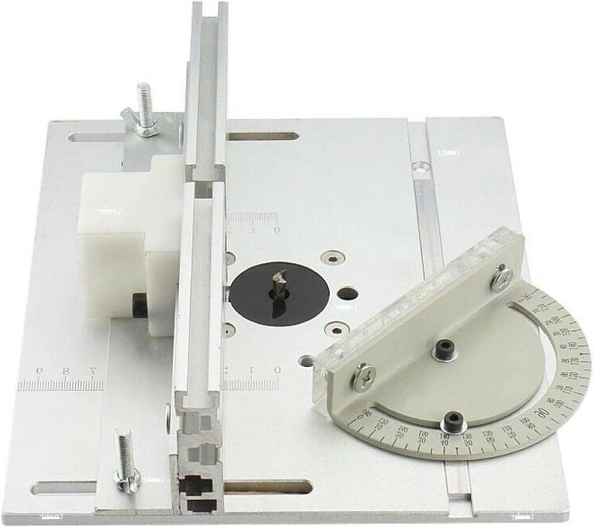 Mini Tafelzaag - Houtbewerkingsmachine - Kleine Projecten Maken - Aluminium Inlegplaat - 240x200x6mm - Zilver