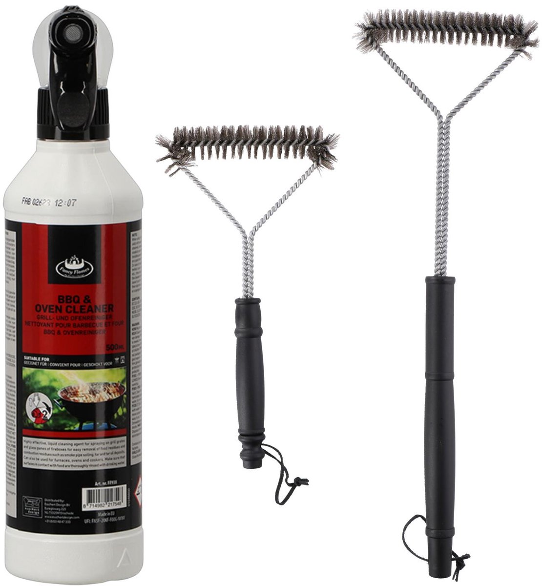 BBQ reinigingsset - barbecue schoonmaakborstel - reiniging spray