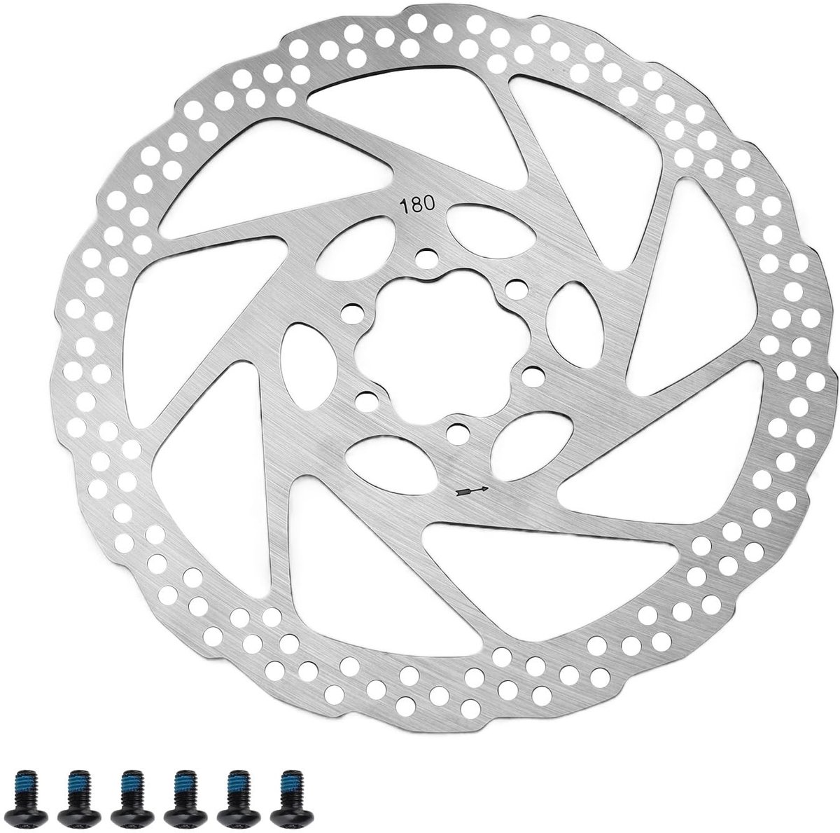 Dailygoods - VTT-remschijf - Roestvrij Staal - 180 mm - Geschikt voor Mountainbikes - Hoogwaardige Remprestaties - 6 Gaten