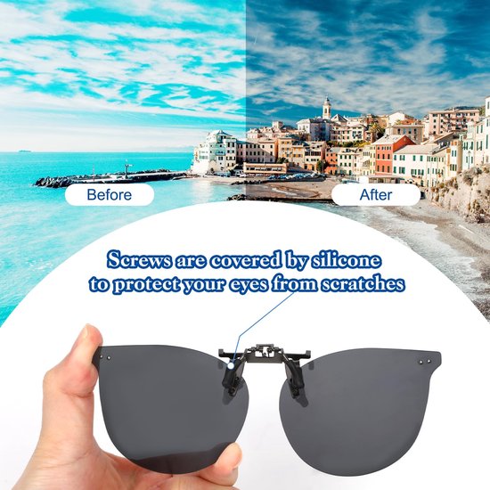 Dailygoody - Zonnebril Clip voor Brildragers - Gepolariseerd - Lichtgewicht en Dun - Zwart - Flip-Up Clip-On - Perfect voor Buitenactiviteiten - Unisek — afbeelding 5