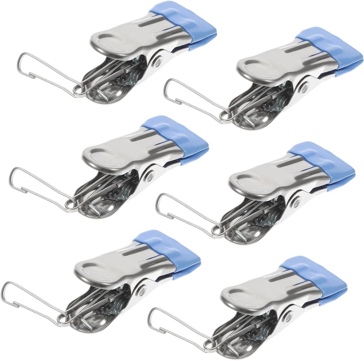 Wasknijpers RVS - Kledingclips Hanger - Kleding Drogen - Winddicht Ontwerp - 6 Stuks - Blauw