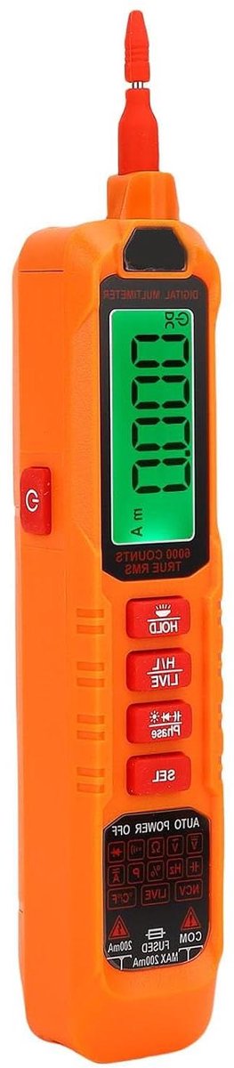 Pentype Multimeter - Spanningstester - Elektrische Metingen - Automatisch Bereik - 600V - Zwart