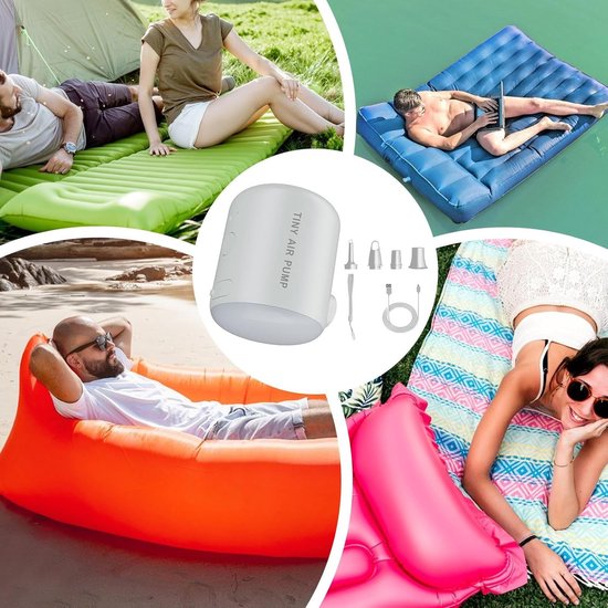 Elektrische Luchtpomp - Oplaadbare Inflator - Kamperen Reizen - Met LED Licht - 2200 mAh - Wit — afbeelding 2