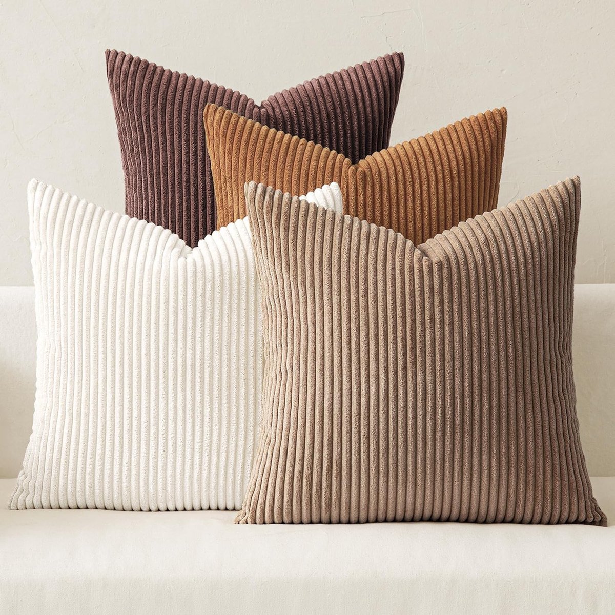 Cosensi - Dailygoods - Set van 4 Zachte Fluwelen Kussenslopen 40 x 40 cm Bruin