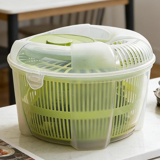 Groentencentrifuge Kom - Fruitdroger Bladgroenten - Snel Drogen Salade - Handmatige Slinger Bediening - 21x21x14 cm - Groente — afbeelding 5