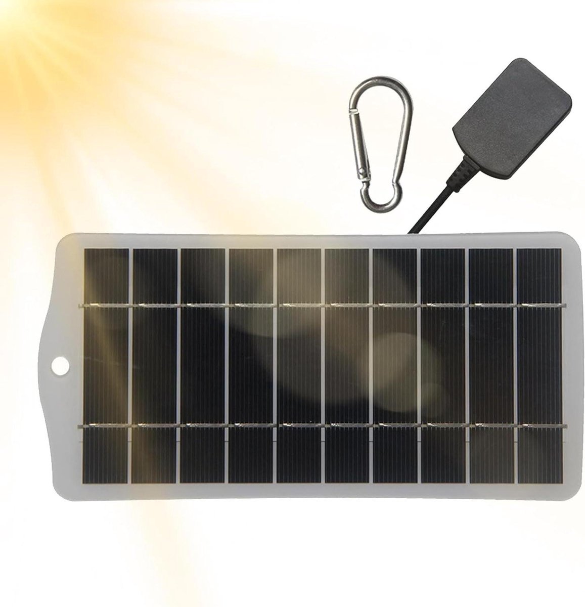 Zonnepaneel Oplader - Draagbare Energie - Outdoor Opladen - Intelligente Spanningsregeling - 17.8x8.8cm - Zwart