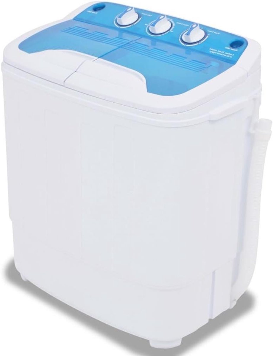 Mini wasmachine Compacte wasautomaat Kleine was draaien Twee kamers 36 kg capaciteit Blauw wit