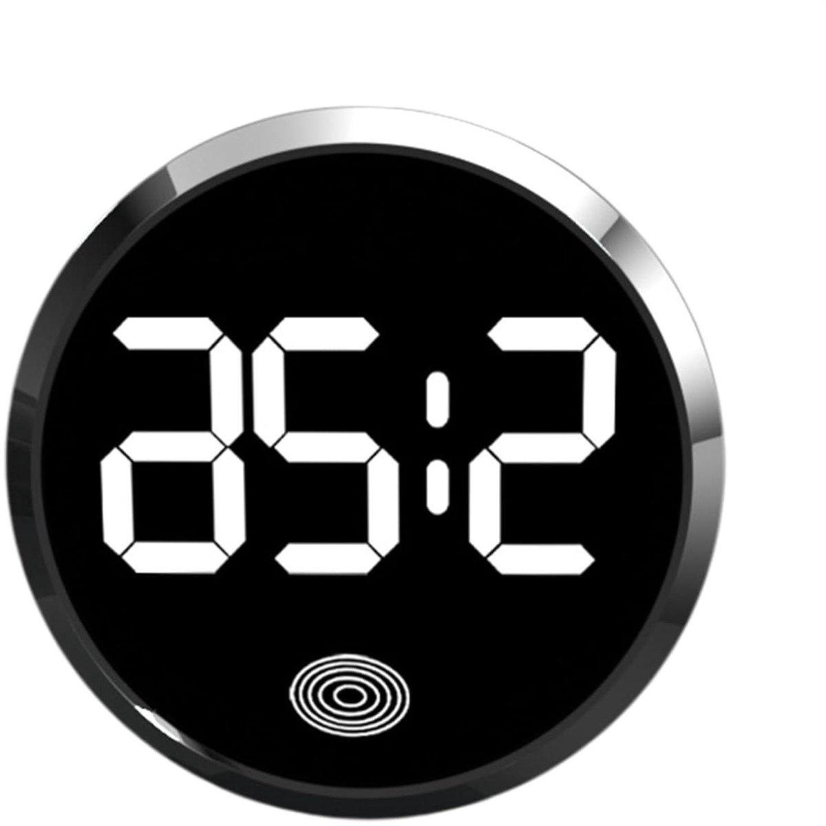 Digitale Autoklok - Mini Klok - Tijd Weergeven - Intelligente Lichtaanpassing - Ø 46 mm - Zwart