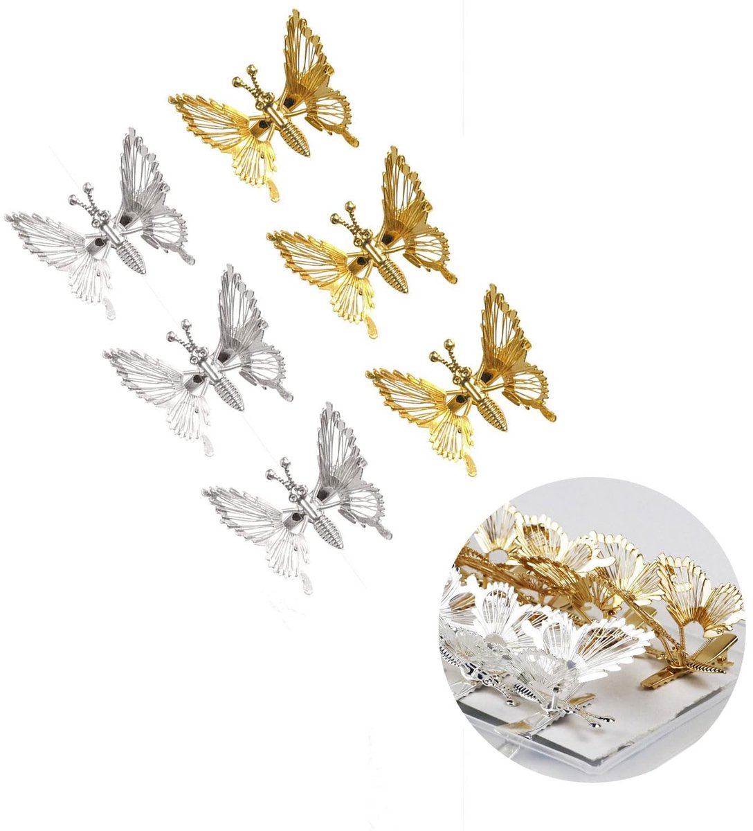 Dailygoods - 6 Stuks 3D Vlinder Haarspeldjes voor Feest en Bruiloft
