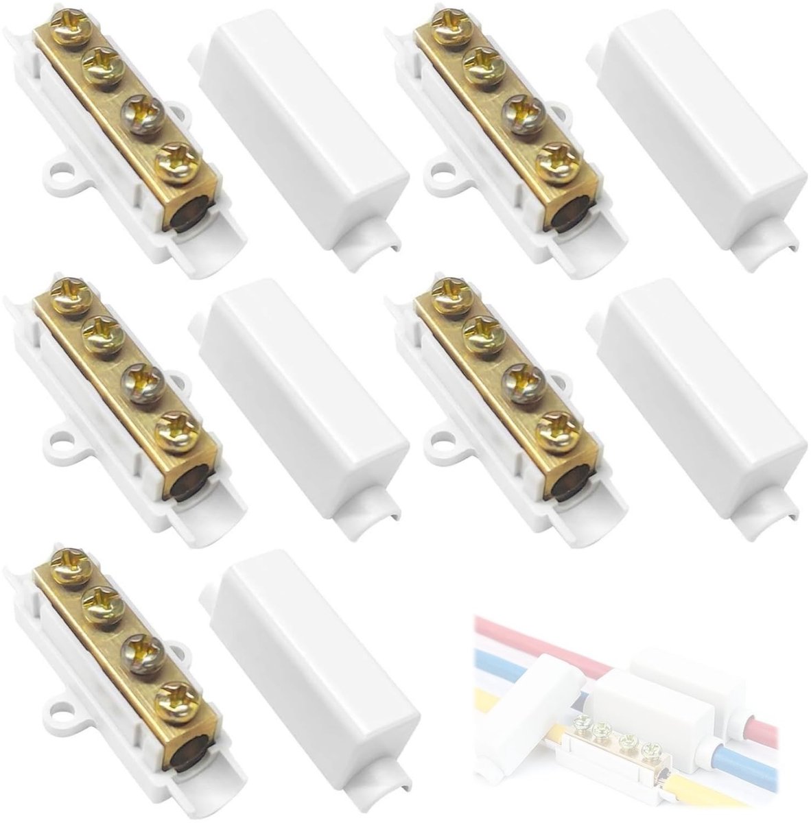 Dailygoods - Dailygoody - Draadconnector Messing Geleider - Dubbele Schroeven - Stompe Draadaansluitblok - Geschikt voor 2,5 tot 16 mm² - 100A - 1000V