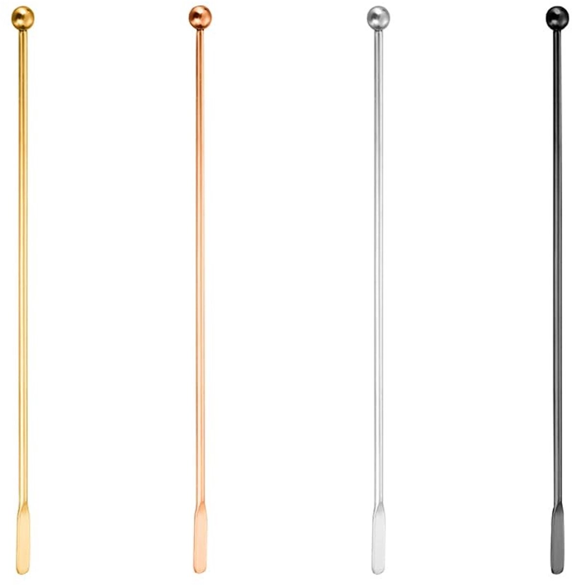 Dailygoods - Set van 4 Roestvrijstalen Koffieroerstaafjes in Diverse Kleuren